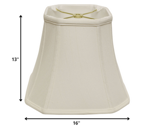 Homeroots 16" White Slanted Square Bell Monay Shantung Lampshade  Monay Shantung Silk 469680