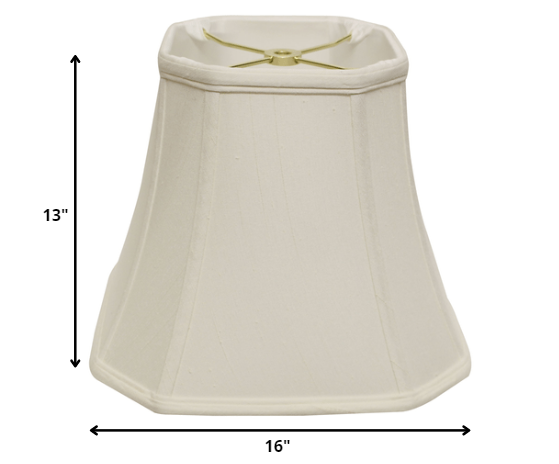 Homeroots 16" White Slanted Square Bell Monay Shantung Lampshade  Monay Shantung Silk 469680