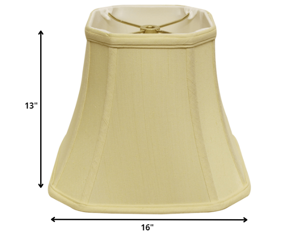 Homeroots 16" Antique White Slanted Square Bell Monay Shantung Lampshade  Monay Shantung Silk 469681
