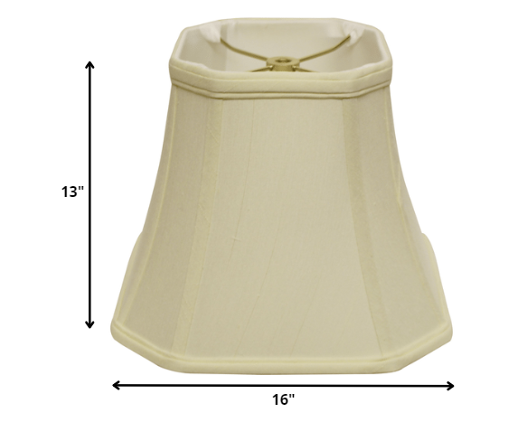 Homeroots 16" Ivory Slanted Square Bell Monay Shantung Lampshade  Monay Shantung Silk 469682
