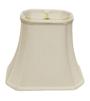 Homeroots 14" White Slanted Rectange Bell Monay Shantung Lampshade  Monay Shantung Silk 469695