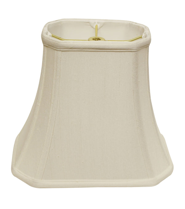 Homeroots 14" White Slanted Rectange Bell Monay Shantung Lampshade  Monay Shantung Silk 469695