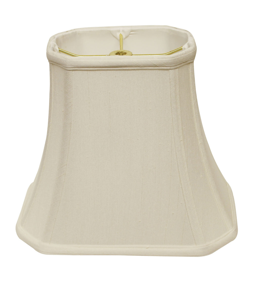 Homeroots 14" White Slanted Rectange Bell Monay Shantung Lampshade  Monay Shantung Silk 469695