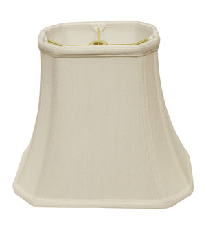 Homeroots 14" White Slanted Rectange Bell Monay Shantung Lampshade  Monay Shantung Silk 469695