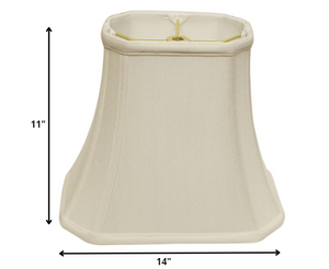 Homeroots 14" White Slanted Rectange Bell Monay Shantung Lampshade  Monay Shantung Silk 469695