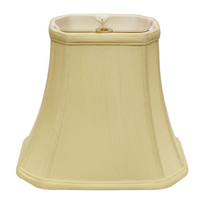 Homeroots 14" Antique White Slanted Rectangle Bell Monay Shantung Lampshade  Monay Shantung Silk 469696