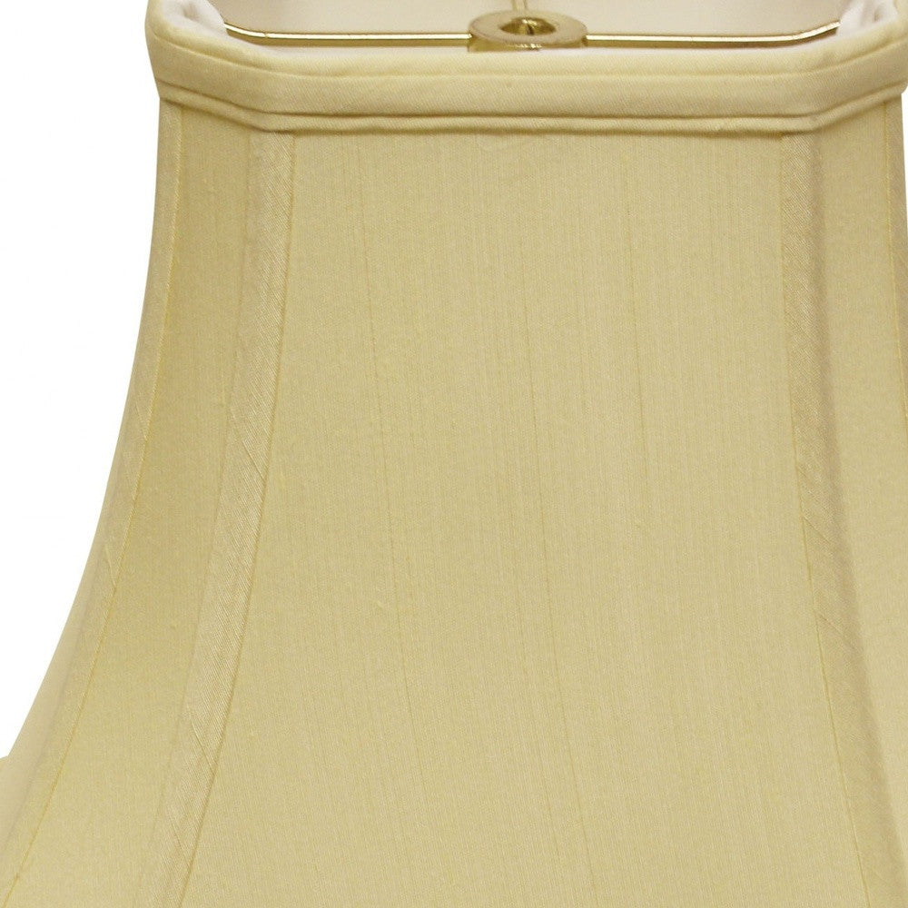 Homeroots 14" Antique White Slanted Rectangle Bell Monay Shantung Lampshade  Monay Shantung Silk 469696