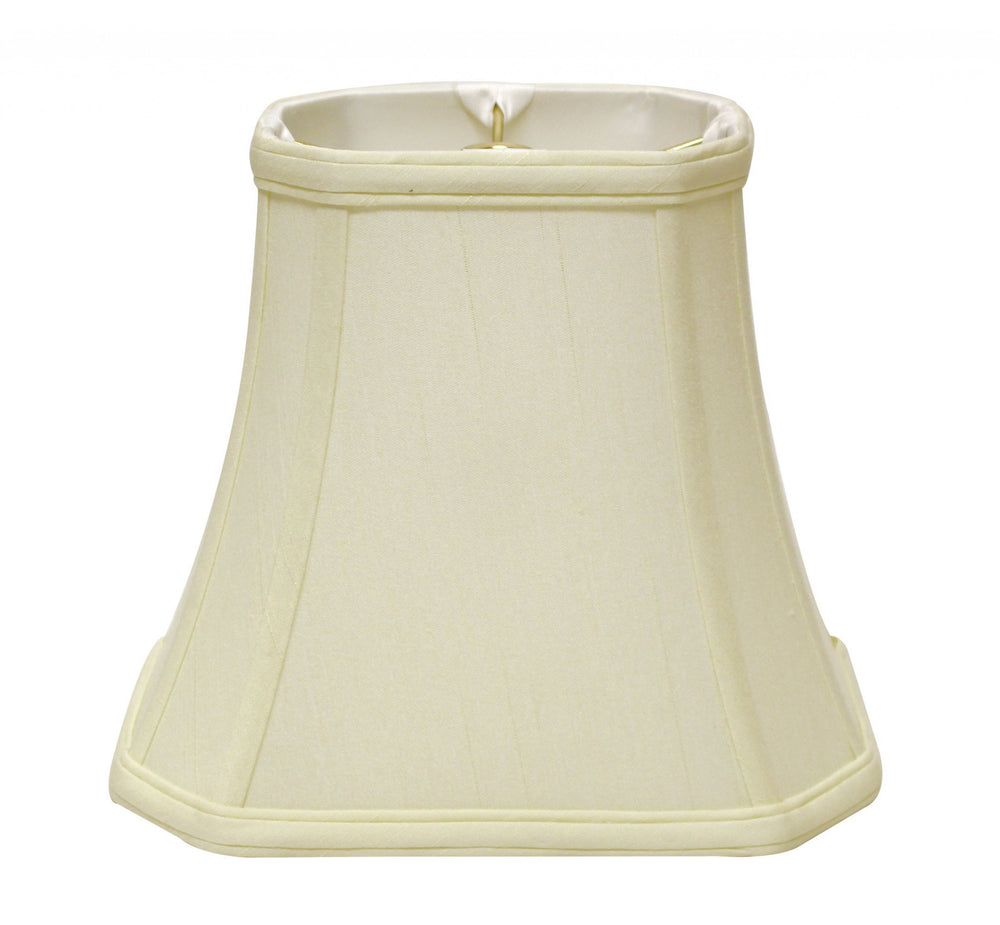 Homeroots 14" Ivory Slanted Rectangle Bell Monay Shantung Lampshade  Monay Shantung Silk 469697