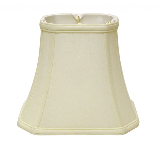 Homeroots 14" Ivory Slanted Rectangle Bell Monay Shantung Lampshade  Monay Shantung Silk 469697