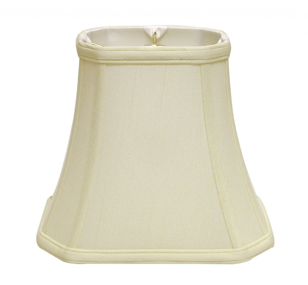 Homeroots 14" Ivory Slanted Rectangle Bell Monay Shantung Lampshade  Monay Shantung Silk 469697