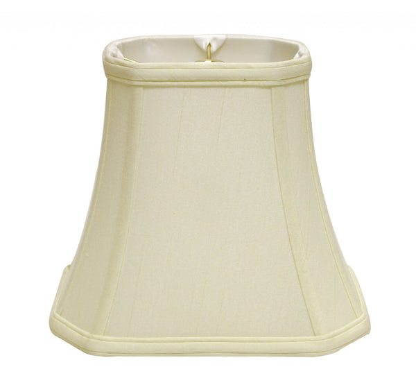 Homeroots 14" Ivory Slanted Rectangle Bell Monay Shantung Lampshade  Monay Shantung Silk 469697