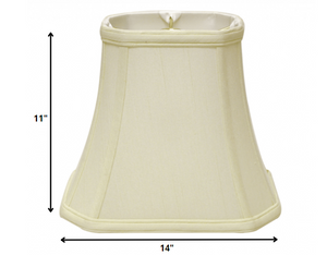 Homeroots 14" Ivory Slanted Rectangle Bell Monay Shantung Lampshade  Monay Shantung Silk 469697