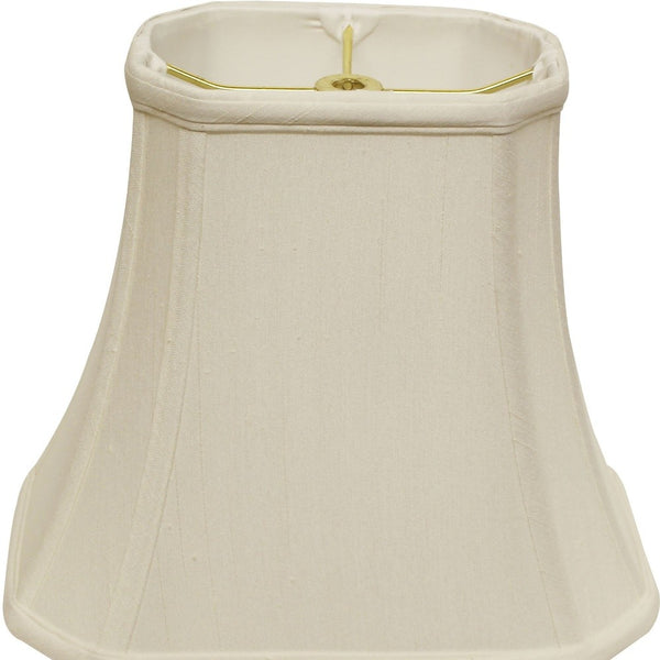 Homeroots 16" White Slanted Rectange Bell Monay Shantung Lampshade  Monay Shantung Silk 469698