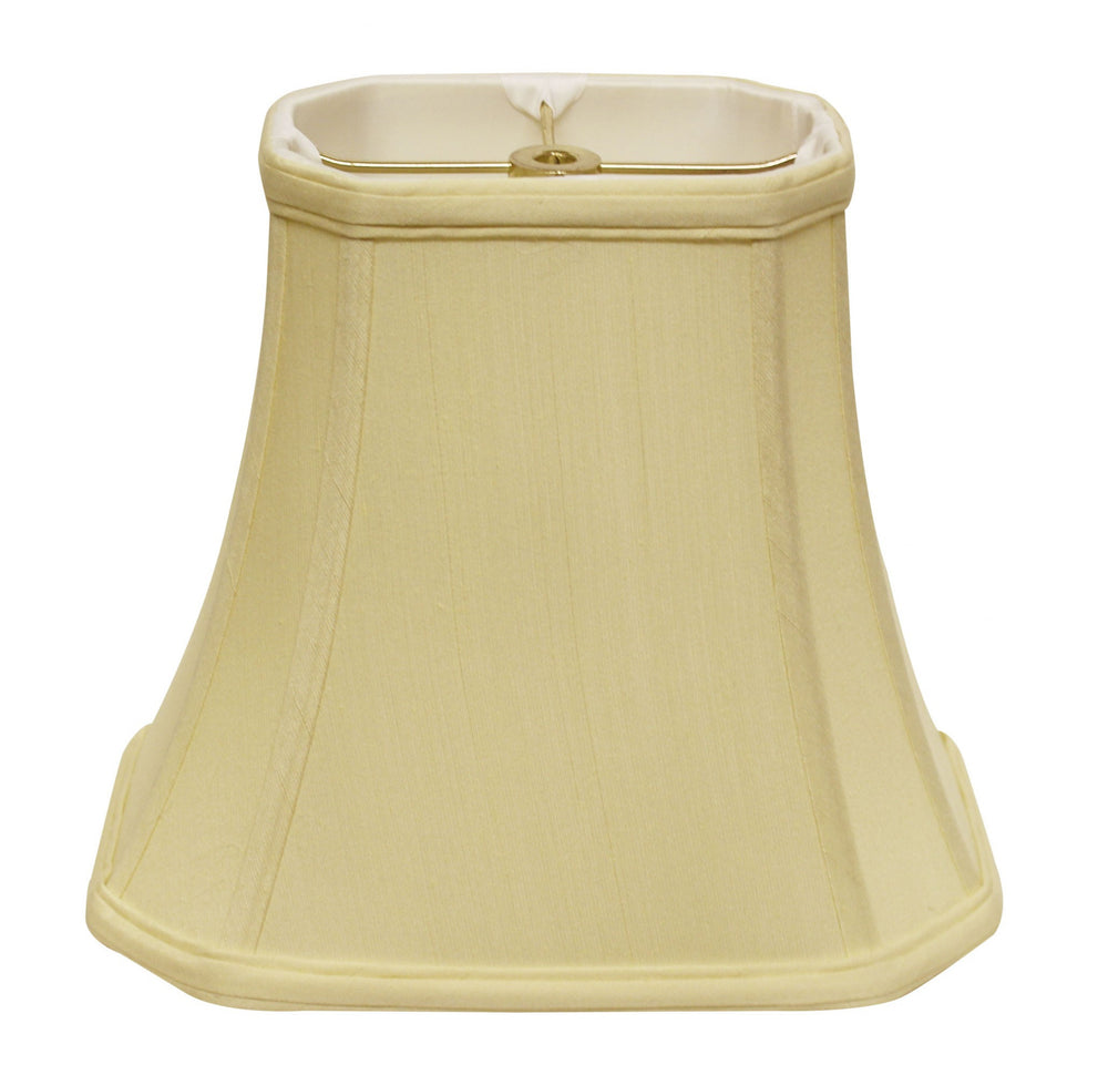 Homeroots 16" Antique White Slanted Rectangle Bell Monay Shantung Lampshade  Monay Shantung Silk 469699