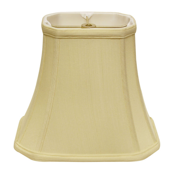 Homeroots 16" Antique White Slanted Rectangle Bell Monay Shantung Lampshade  Monay Shantung Silk 469699
