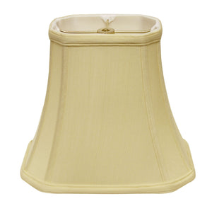 Homeroots 16" Antique White Slanted Rectangle Bell Monay Shantung Lampshade  Monay Shantung Silk 469699