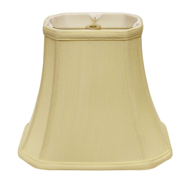 Homeroots 16" Antique White Slanted Rectangle Bell Monay Shantung Lampshade  Monay Shantung Silk 469699