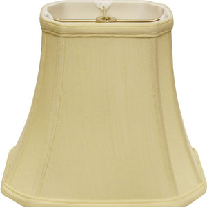 Homeroots 16" Antique White Slanted Rectangle Bell Monay Shantung Lampshade  Monay Shantung Silk 469699