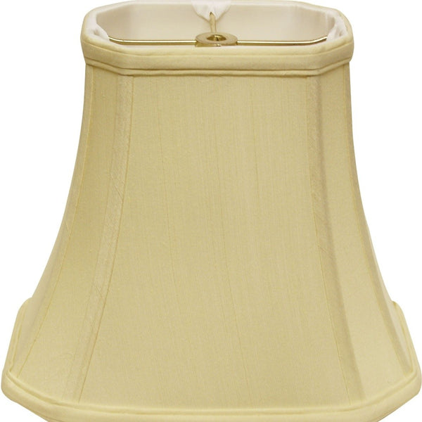 Homeroots 16" Antique White Slanted Rectangle Bell Monay Shantung Lampshade  Monay Shantung Silk 469699