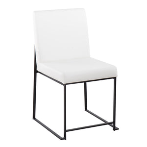English Elm High Back Fuji Contemporary Dining Chair Set Of 2 In Black Steel & White Faux Leather - Stylish Comfort B202P223555