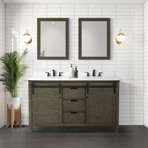 English Elm Rustic Double Bath Vanity 60" W X 22" D With Cultured Marble Top, Soft-Close Drawers & Ample Storage B2731P260147-GIGA