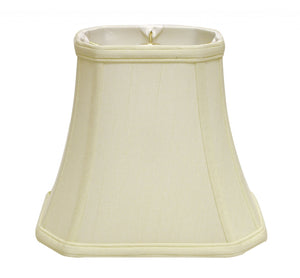 Homeroots 16" Ivory Slanted Rectangle Bell Monay Shantung Lampshade  Monay Shantung Silk 469700