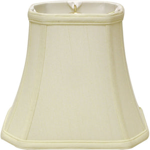 Homeroots 16" Ivory Slanted Rectangle Bell Monay Shantung Lampshade  Monay Shantung Silk 469700