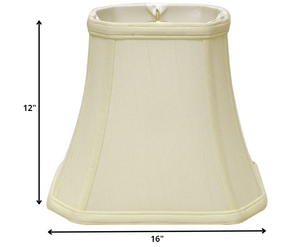Homeroots 16" Ivory Slanted Rectangle Bell Monay Shantung Lampshade  Monay Shantung Silk 469700