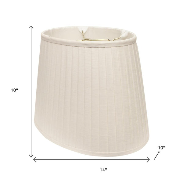 HomeRoots White Linen Pleated Oval Lamp Shade - Elegant Lighting for Timeless Interiors with Warm Glow & Style 469713