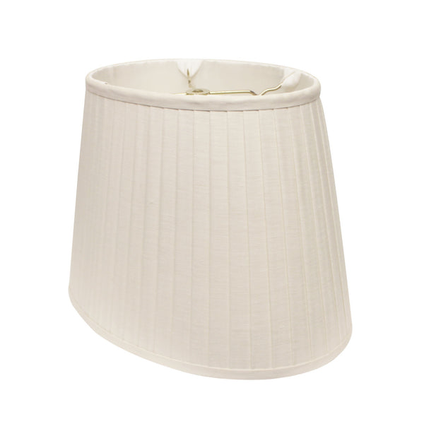 Homeroots 14" White Slanted Oval Linen Lampshade  Linen 469713