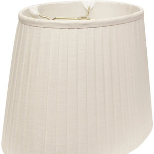 Homeroots 14" White Slanted Oval Linen Lampshade  Linen 469713