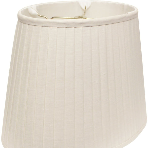 Homeroots 14" White Slanted Oval Linen Lampshade  Linen 469713