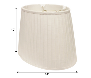 Homeroots 14" White Slanted Oval Linen Lampshade  Linen 469713