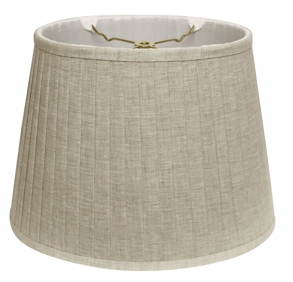 Homeroots 14" Cream Slanted Oval Linen Lampshade  Linen 469714