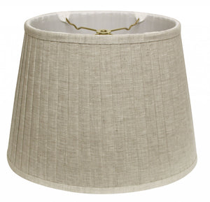 Homeroots 14" Cream Slanted Oval Linen Lampshade  Linen 469714