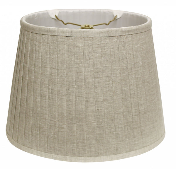 Homeroots 14" Cream Slanted Oval Linen Lampshade  Linen 469714