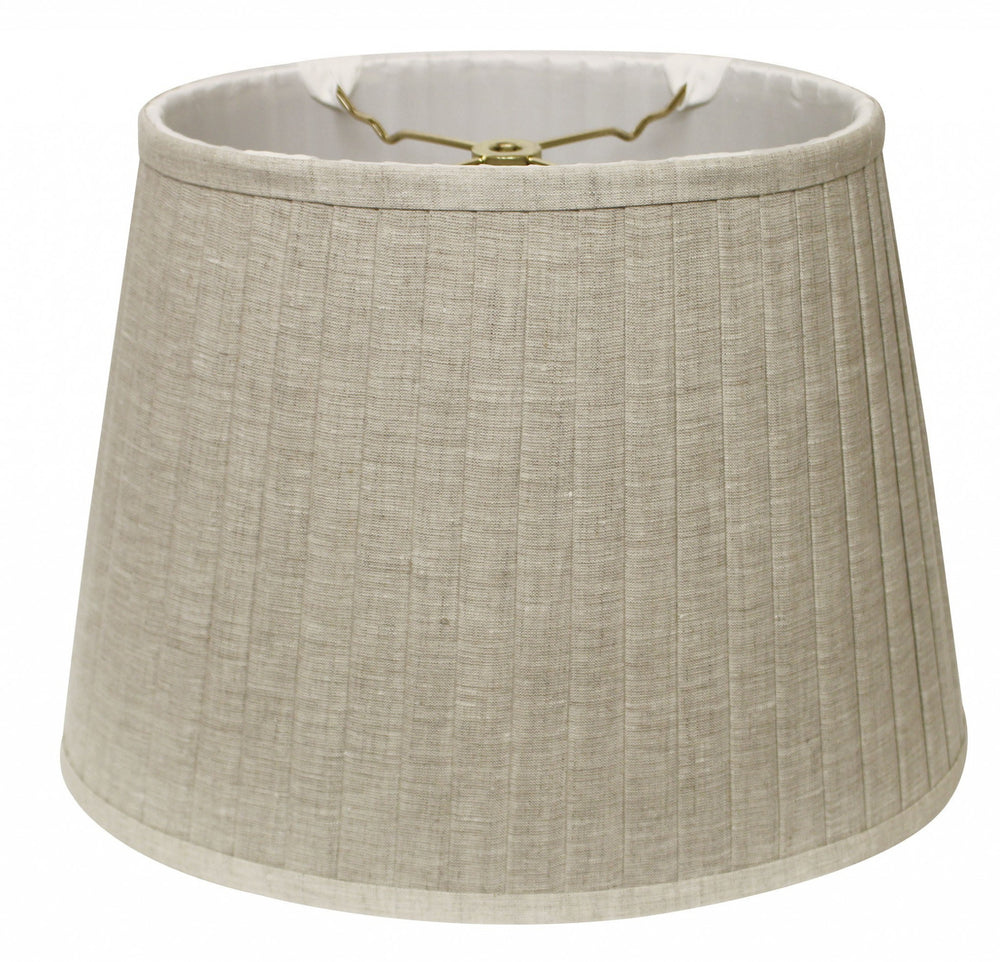 Homeroots 14" Cream Slanted Oval Linen Lampshade  Linen 469714