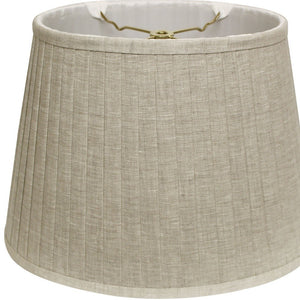 Homeroots 14" Cream Slanted Oval Linen Lampshade  Linen 469714