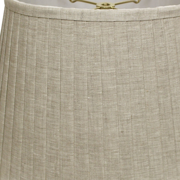 Homeroots 14" Cream Slanted Oval Linen Lampshade  Linen 469714
