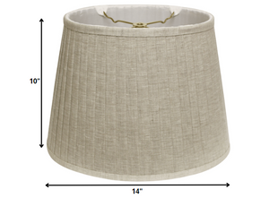 Homeroots 14" Cream Slanted Oval Linen Lampshade  Linen 469714