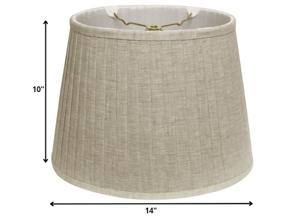 Homeroots 14" Cream Slanted Oval Linen Lampshade  Linen 469714