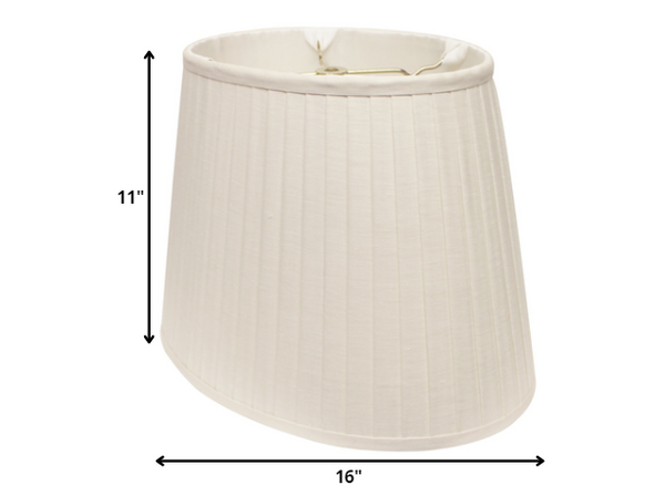 Homeroots 16" White Slanted Oval Linen Lampshade  Linen 469715