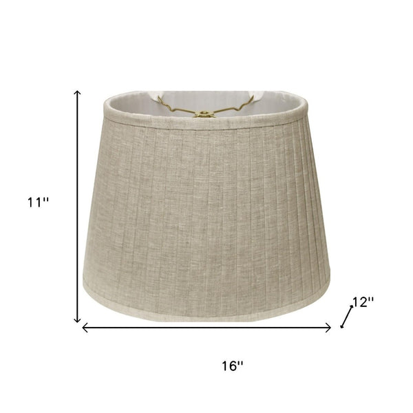 HomeRoots 16" Cream Slanted Oval Linen Lampshade – Elegant Softback Design for Warm Ambient Lighting Décor 469716