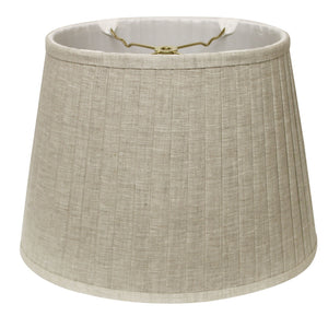 Homeroots 16" Cream Slanted Oval Linen Lampshade  Linen 469716