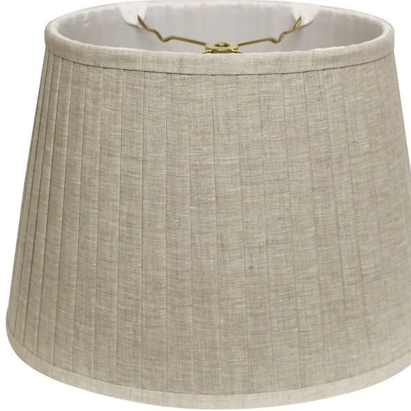 Homeroots 16" Cream Slanted Oval Linen Lampshade  Linen 469716
