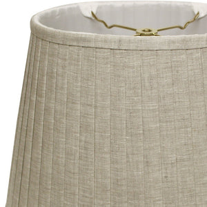 Homeroots 16" Cream Slanted Oval Linen Lampshade  Linen 469716