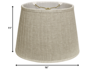 Homeroots 16" Cream Slanted Oval Linen Lampshade  Linen 469716