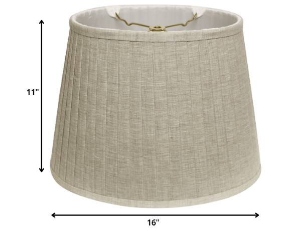 Homeroots 16" Cream Slanted Oval Linen Lampshade  Linen 469716