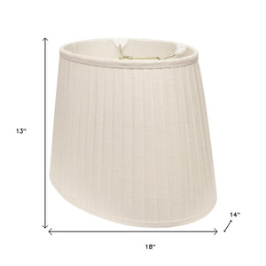 HomeRoots White Linen Pleated Oval Lamp Shade - Elegant Lighting for Timeless Home Decor & Warm Ambiance 469717