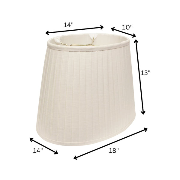HomeRoots White Linen Pleated Oval Lamp Shade - Elegant Lighting for Timeless Home Decor & Warm Ambiance 469717